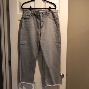 Gray Loft frayed hem straight jean